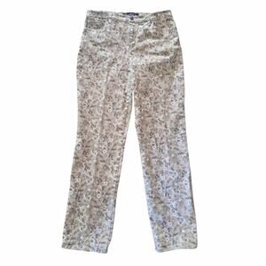 GLORIA VANDERBILT Beige Floral Jeans Size 12 Amanda Stretch Straight Leg Cottage